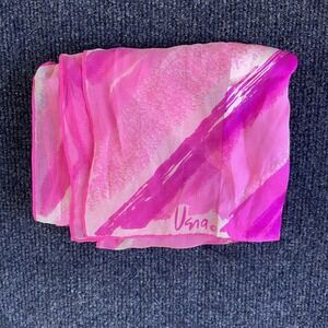 Vera Scarf Womens One Size Pink Striped Chiffon Rectangle Lightweight Neck Wrap